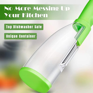 Pengupas 2 in 1 dengan Wadah, Bilah Baja Anti Karat untuk Buah dan Sayuran - Product Image 5