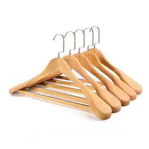 Cintres en bois de haute qualité, couleur cerisier noir naturel antique, pour costumes, avec barre antidérapante pour pantalons et robes - Product Image 4