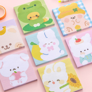 Korean Ins Cartoon Animal Oil Painting Sticky Notes High Aesthetic Self-Adhesive Notebook Japanese Style Scrapbook Memo <b>Paper</b> - Product Image 1