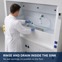 Hotte de laboratoire PP Wet Bench avec évier intégré, robinet et pistolet de pulvérisation pour le nettoyage d'acides de plaquettes de circuits intégrés - Fabricant