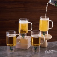 Mug à bière en verre borosilicate haute résistance, tasse à eau, résistant aux hautes températures, design moderne et minimaliste, avec poignée, couleur unie, simple paroi, pour le bureau