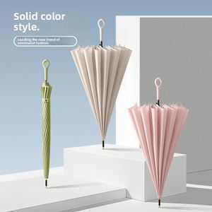 Paraguas semiautomático de 16 varillas de acero, con forma de corazón a juego con el color, estilo fresco, mango de goma, venta al por mayor - Product Image 1