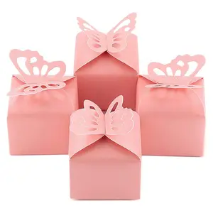 יום הולדת לחתונה קופסאות מתנה פרפר קטן מסיבת קישוט מקלחת לתינוק קופסת ממתקים פרפר ורוד קופסאות טובות פרפר