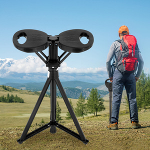 Bâton de randonnée pliable réglable en alliage d'aluminium, outil de repos pour la randonnée, le camping en plein air, les voyageurs, les personnes âgées, noir - Product Image 1