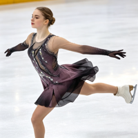 Robe de patinage artistique violette et noire ornée de strass, à manches longues en maille et dos découpé, pour la compétition et les spectacles des adultes et des enfants