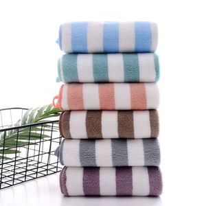 China Manufacturer Wholesale <b>Cheap</b> Microfiber Striped Towel 2 Pcs Set Face Hand Bath Towels Set with Gift <b>Box</b> - Product Image 5