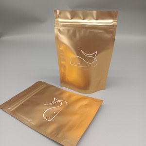 Pochette dorée avec impression Sac zip-lock en plastique aluminium avec fente <span class=keywords><strong>Euro</strong></span> Pochettes debout en mylar métallique doré - Product Image 4