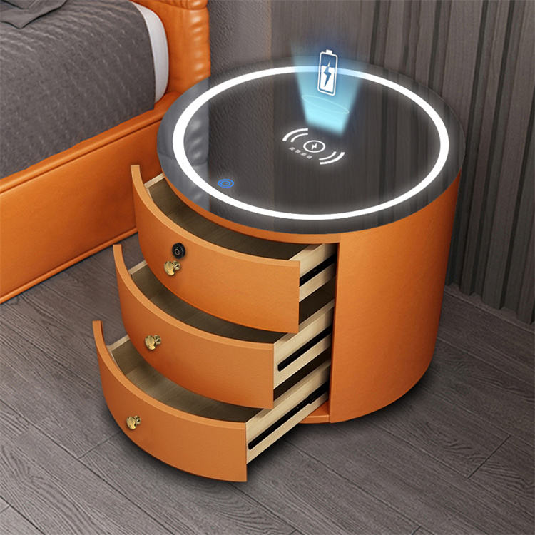 Luxury Round Intelligent Bedside Table With Wireless Charging ...