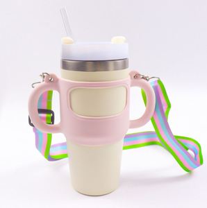 Housse de protection en silicone Stan Ley Cup 14oz avec poignée et cordons colorés pour thermos et bouteille d'eau - Product Image 4