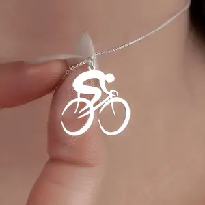 Toptan yeni tasarım gümüş kolye bisiklet kolye kararmaz ücretsiz 316l paslanmaz çelik Dainty kolye takı bisiklet sevgilisi hediye