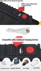 Lampes LED de camping alimentées par courant alternatif 120W, portables et flexibles, lampe de travail rechargeable, rotative à 360 degrés, IP65 WD-728 IP65 - Product Image 2