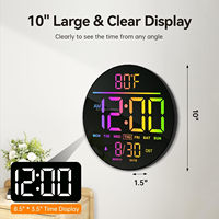 Jam Dinding Digital Besar dengan Detik, Penghitung Waktu Mundur Alarm, Layar LED Besar Warna RGB DST Temperatur untuk Kamar Tidur Ruang Tamu