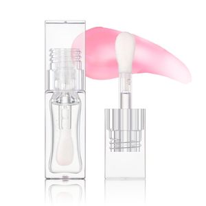 Low MOQ 5.5ml Wholesale Round Lip <b>Gloss</b> Tube Empty <b>Clear</b> Lipstick Container Transparent Liquid Blush Container With Big Brush - Product Image 1