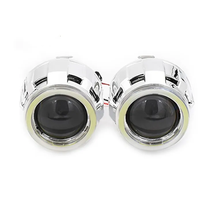 Angel Eyes proyektor bi-xenon LED, lampu depan H4 H7 lensa COB DRL Halo lensa Mini 2.5 untuk lampu mobil aksesoris Retrofit