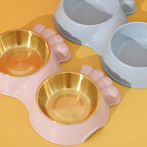 2024 yeni tasarım çift Pet kedi kase paslanmaz çelik plastik standı otomatik 1L şişe çevre dostu kedi köpek içme yeme - Product Image 4