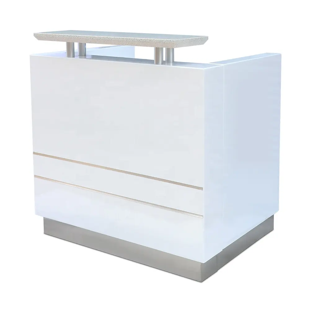Kangmei toptan ucuz fiyat avrupa Modern yeni tasarım beyaz güzellik salonu mobilyası küçük sayaç masa ön resepsiyon masası
