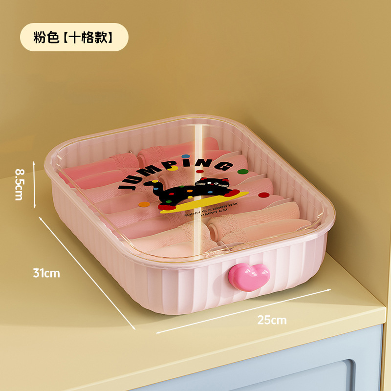 Pink 10-compartment box for underwear