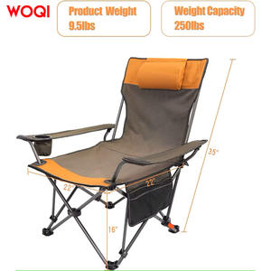 Chaise pliante de camping Woqi avec repose-pieds amovible, tissu Oxford orange, légère, portable, inclinable, avec porte-gobelet et poche latérale - Product Image 4