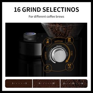 Macinacaffè a macine piatte regolabile per <span class=keywords><strong>caffè</strong></span> espresso, 12 tazze, 16 impostazioni di macinatura, blocco di sicurezza - Product Image 4
