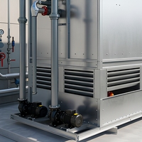 Tour de refroidissement à circuit fermé à flux combiné de grande taille pour l'extérieur, avec ventilateur motorisé et construction métallique, pour système de traitement thermique d'usine industrielle