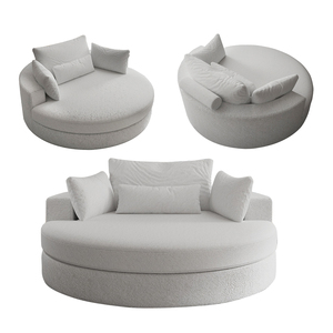 Saien Chaise de Loisirs Chaise d'Appoint, Canapé Comprimé Lounge Club Chaise Ronde pour Salon Hôtel avec 3 Oreillers 7022-Gris Clair - Product Image 2