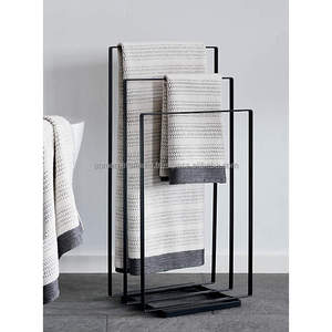 Porte-serviettes mobile et support en fer massif avec finition noire Parfait pour les accessoires de salle de bain de mariage et de maison - Product Image 2