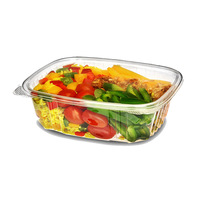Contenants jetables PTPACK pour produits traiteur avec couvercles à charnière, en plastique PET transparent