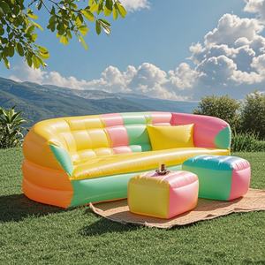 インフレータブルキャンプラウンジャーソファバックピロークッションチェアブローアップシートエアラウンジャーレインボーインフレータブルソファ - Product Image 3