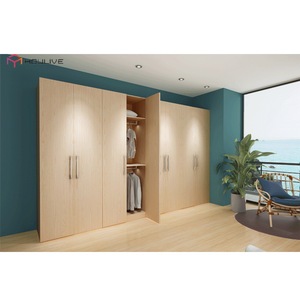 Armoire de chambre à coucher en mélamine couleur bois, belle couleur, pour projets d'appartements - Product Image 4