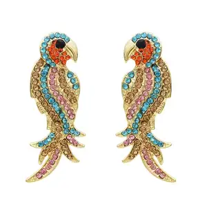 Đầy Đủ Pha Lê Parrot Bird Stud Earrings Thiết Kế Mới Chất Lượng Tốt Tuyên Bố Ear Jewelry Cho Phụ Nữ