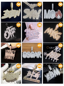 Mặt dây chuyền bạc 925 mạ vàng đính đá moissanite toàn bộ, khắc chữ tùy chỉnh với kim cương, phong cách hip hop, charm moissanite tùy chỉnh - Product Image 4