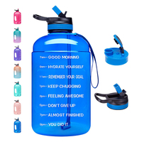 Étanche Tritan SANS BPA PETG Coloré Grand 1 Gallon de Motivation Fitness Bouteille D'eau avec 2 Couvercles