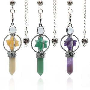 Vente en gros de baguette de pointe Merkaba pendule amplificateur d'énergie pierres de guérison pendentif en cristal pour cadeau de collier religieux - Product Image 3