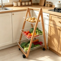 Étagère/chariot de rangement multifonctionnel en bois et métal à 3 niveaux JB pour la maison ou l'hôtel