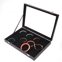 Boîte de présentation de bijoux en velours noir, 14 styles, avec fenêtre transparente rectangulaire et fermeture à boucle, personnalisable pour bagues de la Saint-Valentin