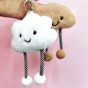 Porte-clés en peluche mignon Kawaii souriant Happy Cloud Porte-clés en métal souple pour femmes et bébés filles - Product Image 4