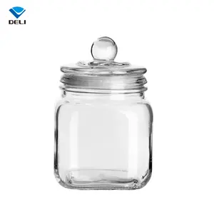 Grand récipient rond de luxe pour cookies au miel, pot en verre avec couvercle, de 750ml 25.36oz, prix d'usine