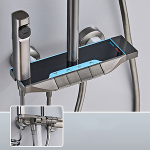 Ensemble de douche de salle de bain moderne à affichage numérique en laiton massif, 4 fonctions, mitigeur pluie avec jet pour projets hôteliers et villas - Product Image 2