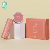 Pot cosmétique rond en aluminium argenté de luxe YAN Packaging, vide, 15g, pour crème pour les yeux, avec tube en papier et boîte en papier personnalisés pour rouge à lèvres orange