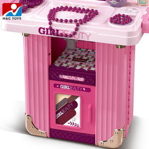 2 in 1 Pretend Play Hair Salon Toy <strong>Kit</strong> With Lights Mirror Makeup Toy for Girls Plastic Luggage - Product Image 4