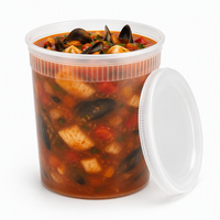 Gobelet à soupe jetable en PP de 32 oz, compatible micro-ondes et congélateur, avec couvercle hermétique anti-fuite pour la préparation des repas