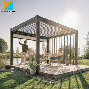 Pérgola de Lujo para Exteriores, Impermeable, con Techo de Aluminio y Persianas, con Cortinas Eléctricas para Privacidad - Product Image 3