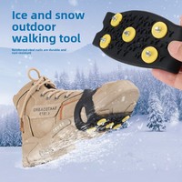 Bottes de montagne et d'alpinisme pour l'extérieur, avec crampons à 5 pointes jaunes pour la glace ; Couvre-chaussures antidérapants pour routes hivernales et chutes.