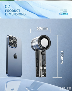 2026 Mecha-Style Transparent Air Cannon Fan 3000mAh 100-Speed Display Portable <b>USB</b> Rechargeable High Wind Handheld <b>Mini</b> Fan - Product Image 6