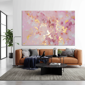 <b>Pink</b> and Gold Marble Canvas Art: Elegant Alcohol Ink Print,<b>WRAPPED</b> CANVAS - Product Image 3
