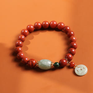 Naturel Rose <span class=keywords><strong>Flamme</strong></span> Rouge Sud Rouge Anneau Unique Bracelet Suspendu Jade Fu Lu Fortune Pièce Bracelet Style Ethnique Hommes Et Femmes - Product Image 3