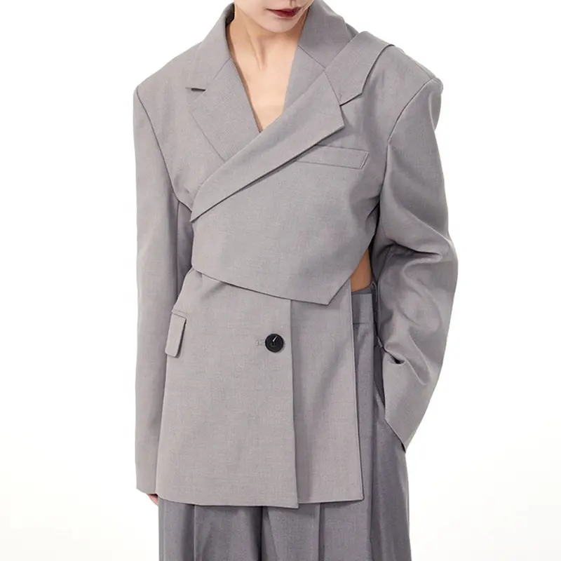 OULAIYADI Blazers de haute qualité pour femmes 2023 combiné deux vêtements gris/noir taille ample femmes Blazer veste