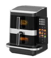 Friteuse à air électrique sans huile en acier inoxydable, double panier classique 10-15L, écran tactile, fonction cuisson, pour usage domestique, modèle français