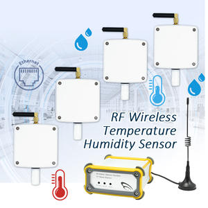 Système de gestion des bâtiments avec alarme à détecteur de mouvement et 4 ensembles de capteurs industriels sans fil de température et d'humidité - Product Image 1