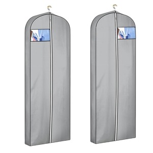 Bolsa para ropa de tela no tejida gruesa, funda antipolvo para guardar vestidos, abrigos y trajes de boda, color gris - Product Image 5